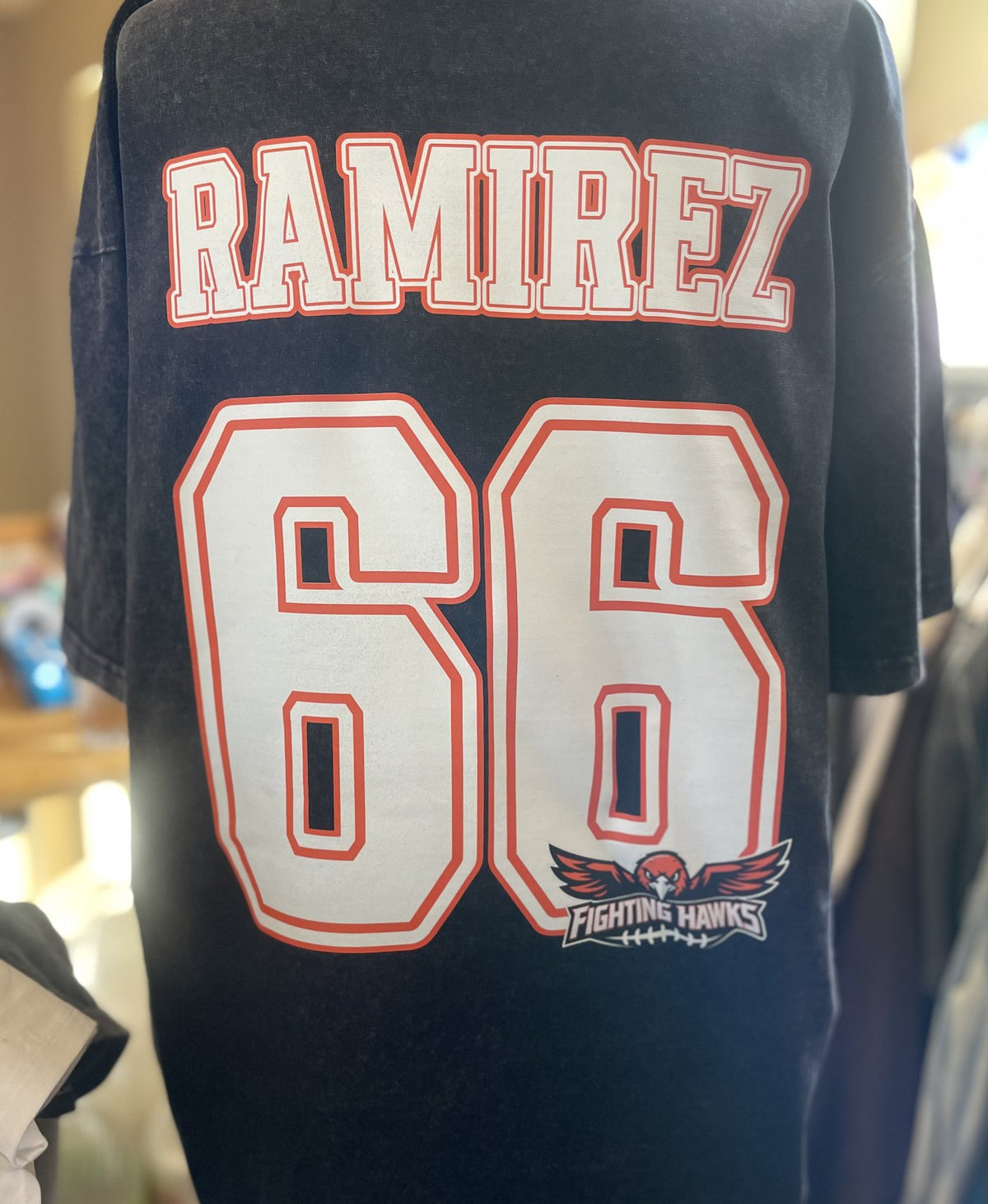 Custom navy jersey tee with Ramirez and number 66